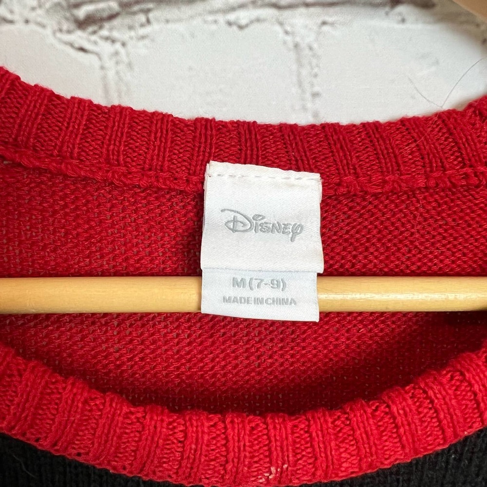 DISNEY Mickey Mouse Wreath Red Christmas sweater M - Picture 3 of 6